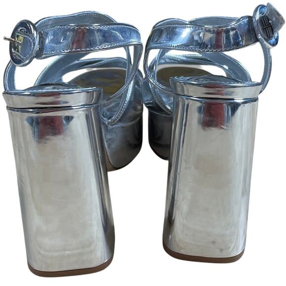 Larroude Bee Platform Sandals Silver Women's Size 8 Excellent Used Condition - Picture 4 of 7